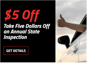 five dollars off annual state inspection